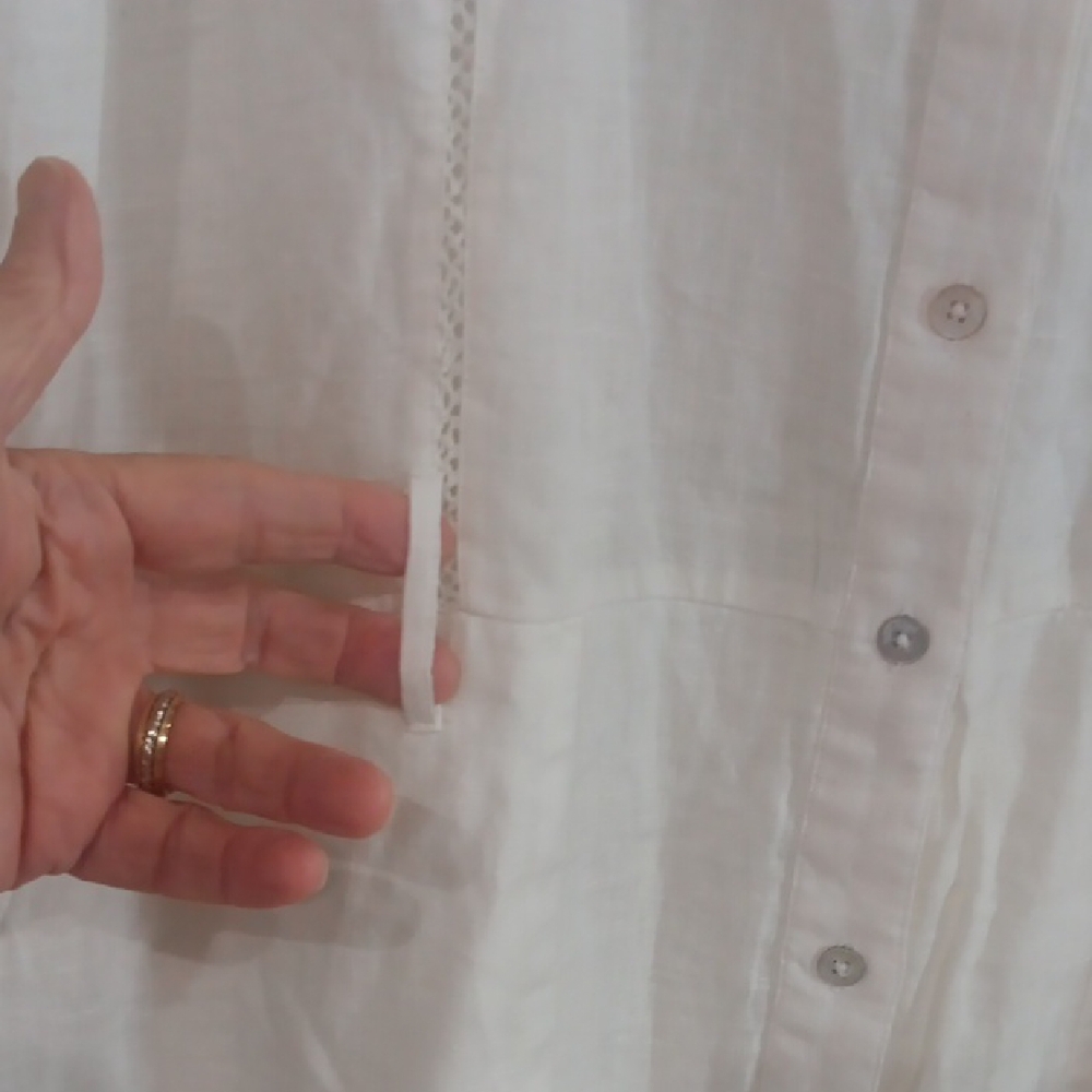 Lightweight White Button-Front Linen Dress - Picture 8 of 12